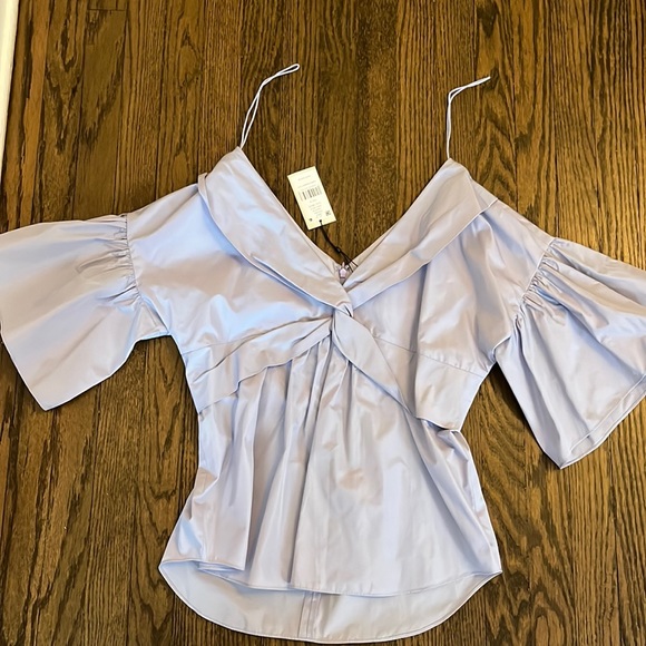 CINQ À SEPT Carolyn Bell-Sleeve Twist-Front Top - Picture 4 of 12